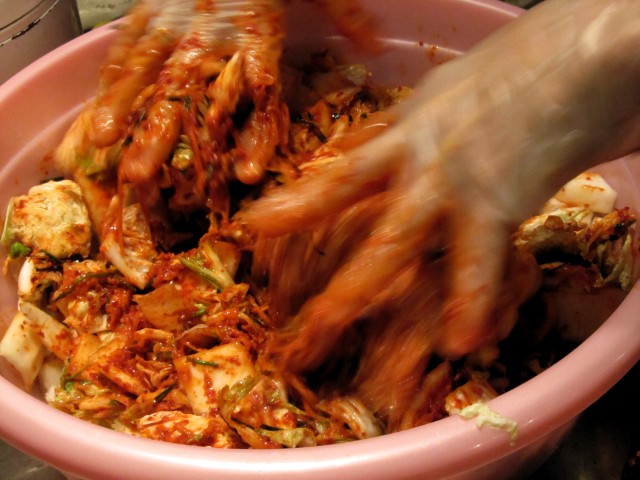 mixing kimchi 2